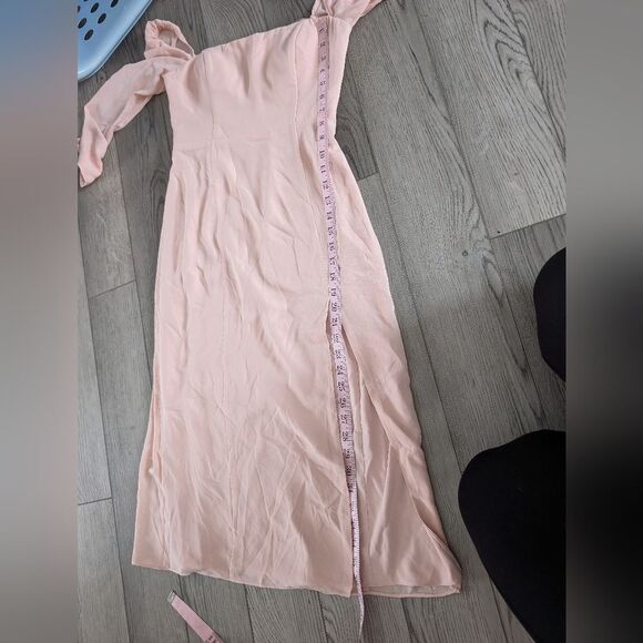 BHLDN Kayleigh Georgette Blush Pink Square Neck Slit Dress Size 4 - Picture 10 of 10